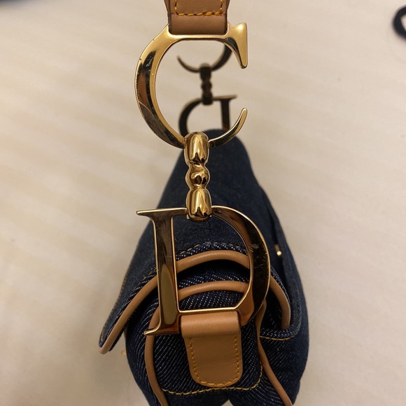 Dior saddle bag vintage in blue jeans with brown strap authentic shoulder bag - Picture 5 of 11